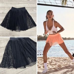 Free People Intimately How High Cifra Mesh Skort in Black
